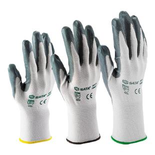 世达丁腈手套劳保耐磨工作掌浸工厂汽机修车间抗油污防滑防护手套