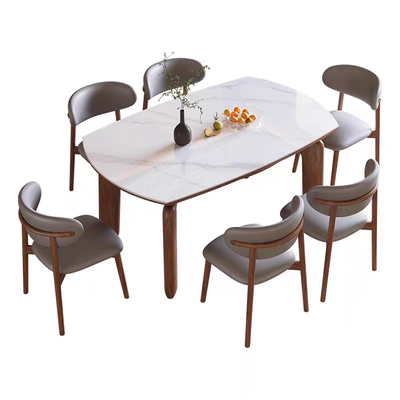 岩板餐桌椅组合伸缩方圆两用实木