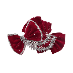 新年红色蝴蝶结抓夹大号2026年马年发夹女适合过年的头饰鲨鱼夹子