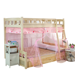 家用子母床蚊帐加密拉链双层上下铺1.2m高低儿童梯形1.5米书架款