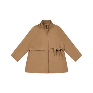 【高晓菲同款】Asobio系带风衣女轻复古立领通勤外套短款大衣008