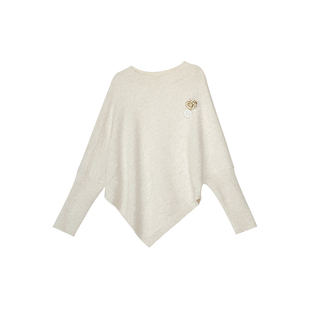 米米子微胖大码胖mm“雪芙snow”学院风圆领宽松套头披肩毛衣冬