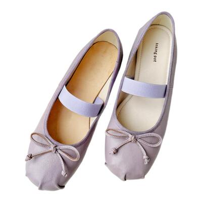 彭姐法式气质甜美羊皮软底芭蕾鞋