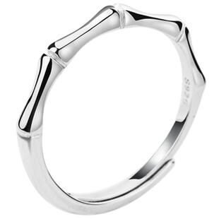 925银指环女简约竹节小众设计清新气质开口戒指冷淡风时尚个性男