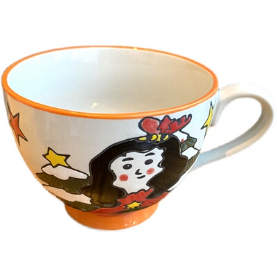 陶瓷带勺少女心风可微波早餐杯