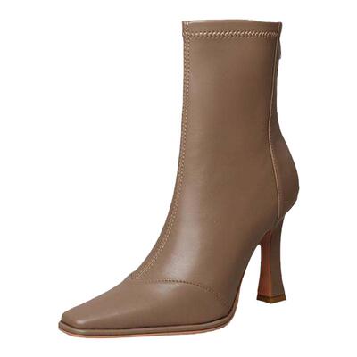 弹力瘦瘦高跟短靴子女