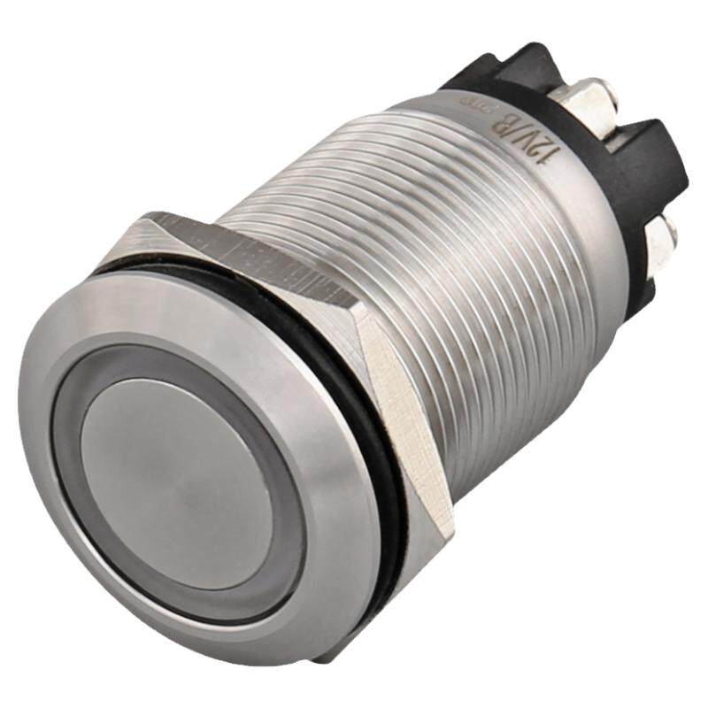 19mm/22mm金属按钮开关自复位带灯加长防水圆形自锁螺丝脚12V220V