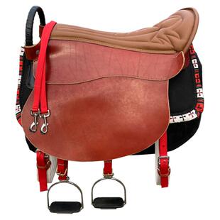 加长马鞍子牛皮双人马鞍全套亲子情侣马鞍 两人鞍整套