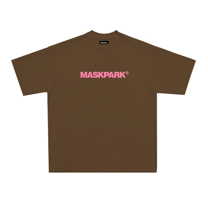 MASKPARK重磅基础印花短袖T恤圆领宽松情侣街头嘻哈美式潮流男女