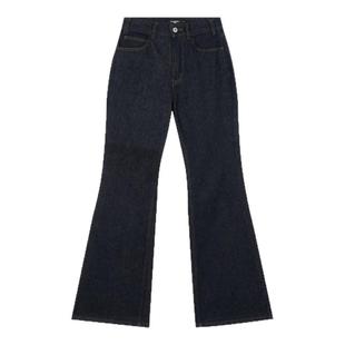 Oneup原牛复古休闲修身高腰弹力显瘦小个子微喇叭牛仔裤女长裤子