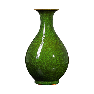 鼎众陶瓷绿色裂纹玉壶春花瓶