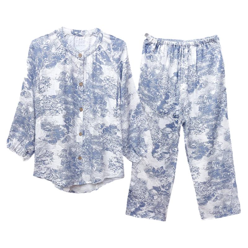 纯棉纱布哺乳大码月子服睡衣女