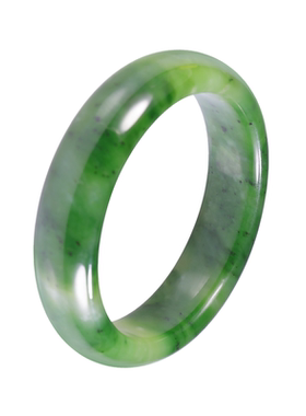 和合玉器宽条碧玉手镯沉稳大气