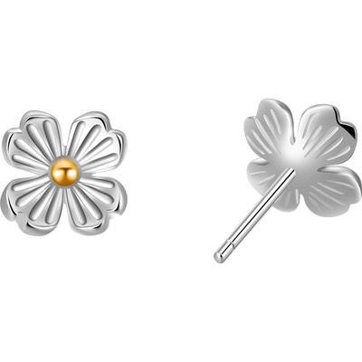 老银匠925银山茶花耳钉女生