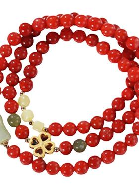 天然南红玛瑙三圈手链项链两用