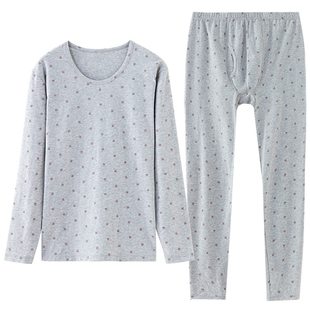 顶呱呱保暖内衣套装男青少年秋衣秋裤纯棉毛衫大码中厚全棉圆领