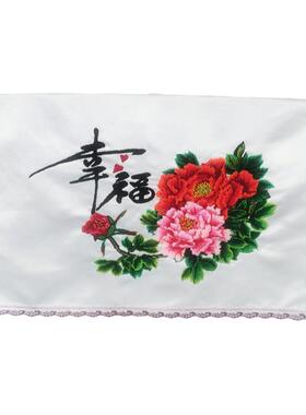 半成品剁绣扇被单剁花绣扇单布戳针戳花刺绣彩印图手工掇花被单子