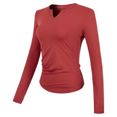 瑜伽服透气v领运动上衣健身女孩