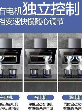 真美油烟机厨房家用大吸力双电机抽油烟机侧吸自清洗壁挂式弧形