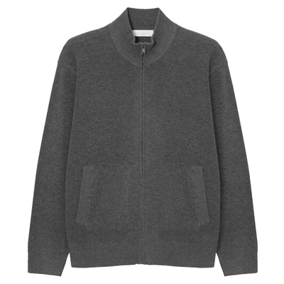 羊毛混纺半高领拉链针织开衫外套