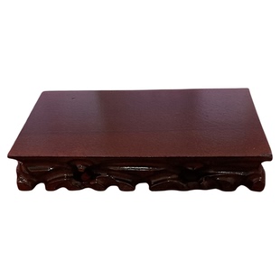 长方形花瓶花盆奇石佛像工艺品摆件实木底座仿红木可挖槽复古托架