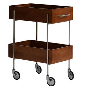 中古推车边几小户型客厅沙发边柜不锈钢原木小推车双层置物架餐车