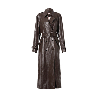 LYNEE【观境】Y*SL漆皮压纹长款PU皮风衣长外套女高级感新款