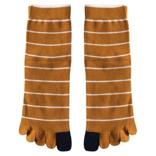 内田秋冬男五指袜条纹棉防臭韩版棉质高腰休闲男士分脚趾拇指袜子