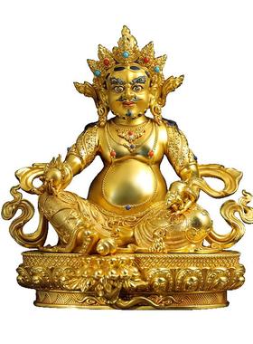 藏式7寸鎏金黄财神铜器雕像摆件