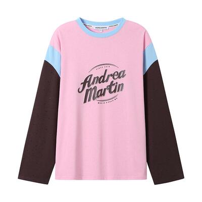 ANDREAMARTIN撞色字母长袖T恤