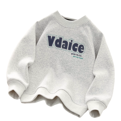 秋冬季男童一体绒圆领休闲卫衣