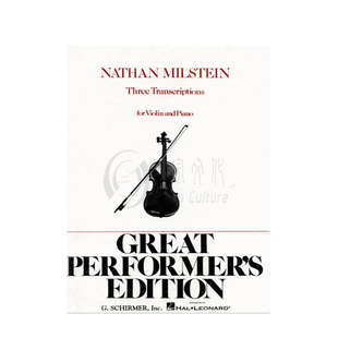 小提琴乐曲 三首 米尔斯坦改编肖邦李斯特等 原版乐谱书 Nathan Milstein 3 Transcriptions for Violin and Piano HL50333740