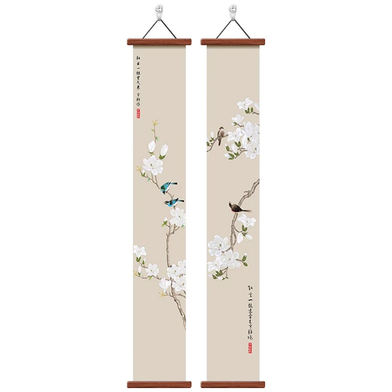 新中式玉兰花玄关挂画