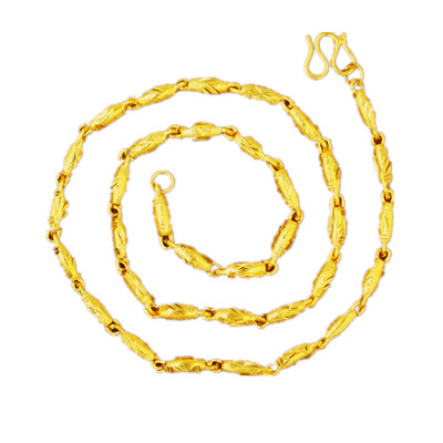 仿真金男女越南沙金橄榄珠项链