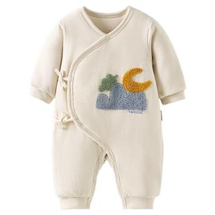 童泰婴儿连体衣冬季纯棉夹棉初生宝宝棉衣新生儿外出蝴蝶哈衣爬服