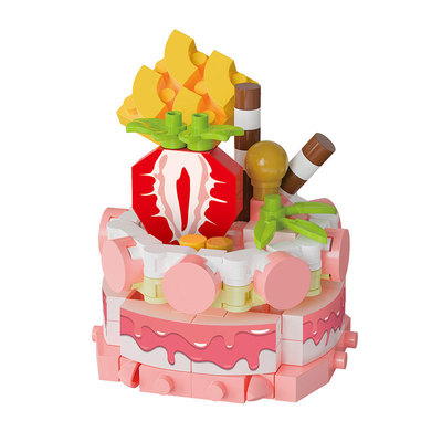 儿童益智拼装积木玩具男女孩生日礼物小颗粒蛋糕模型摆件立体拼图