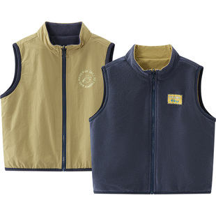 [双面穿]博睿恩儿童秋季马甲26新款男女宝宝轻暖绒马甲潮流坎肩