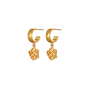 STUGAZIRosy Drop Huggie Earrings玫瑰半环耳钉时尚轻奢优雅耳饰