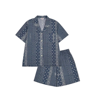 Ullala韩国进口乌拉拉印花睡衣短袖短裤家居服情侣套装夏薄泡泡棉