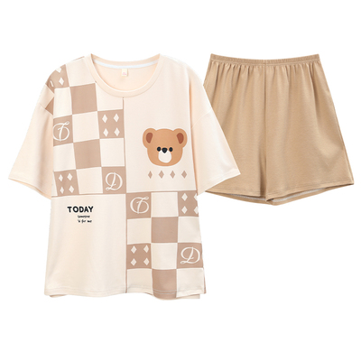 莫代尔睡衣女夏款短袖纯棉家居服