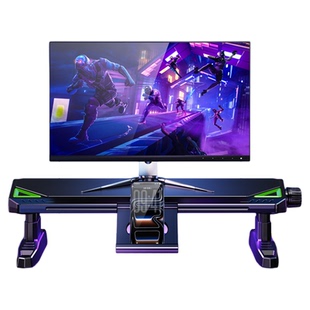 RGB灯升降显示器增高架电脑支架台式桌面办公工位加垫抬高屏幕底座带USB拓展坞调节游戏笔记本键盘收纳置物