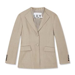 【LILY x Lucia设计师高定西装】商场同款设计感立领翻领亚麻西装
