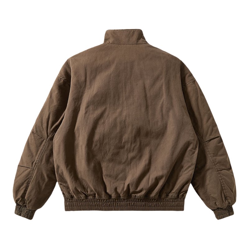 新中式复古羊羔绒外套男加绒工装咖色棉服