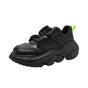 MIO米奥圆头松糕底老爹鞋波浪纹拼贴时尚潮流休闲鞋女鞋运动鞋