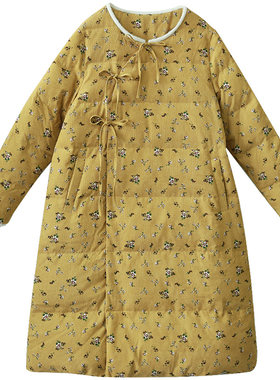 中式偏门襟系带加厚羽绒服女冬