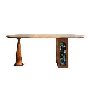 梵创 法式中古风洞石岛台餐桌椅组合小户型家用可伸缩折叠饭桌子