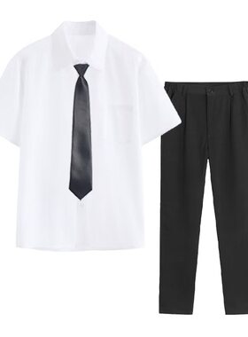 初高中毕业班服学院风白衬衫套装