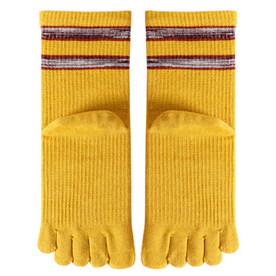 女五指袜两道杠秋冬分趾袜脚趾袜棉袜吸汗保暖中筒学院风5指头趾