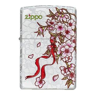 ZIPPO官方打火机秘境桃花镀银彩绘情侣情人节送男友防风正品火机
