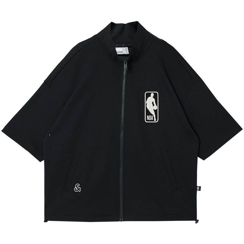 【NBA联名】杰克琼斯男短袖卫衣上衣精致刺绣立领百搭舒适简约